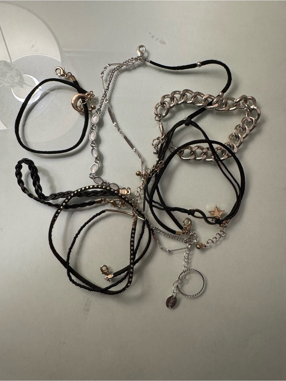 Black & Silver Mixed Metal Women's Bracelet Set